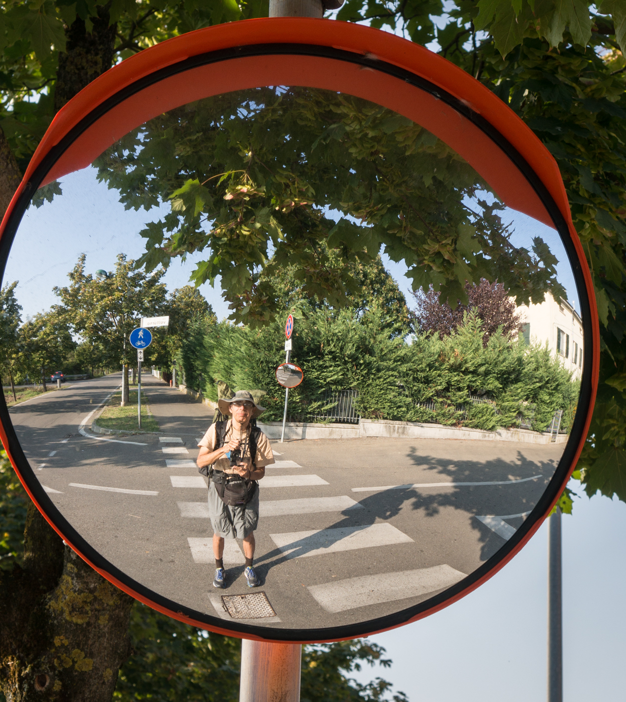 Self-portrait on the Via Francigena in Fidenza, Italy | Photo by Mike Hudak