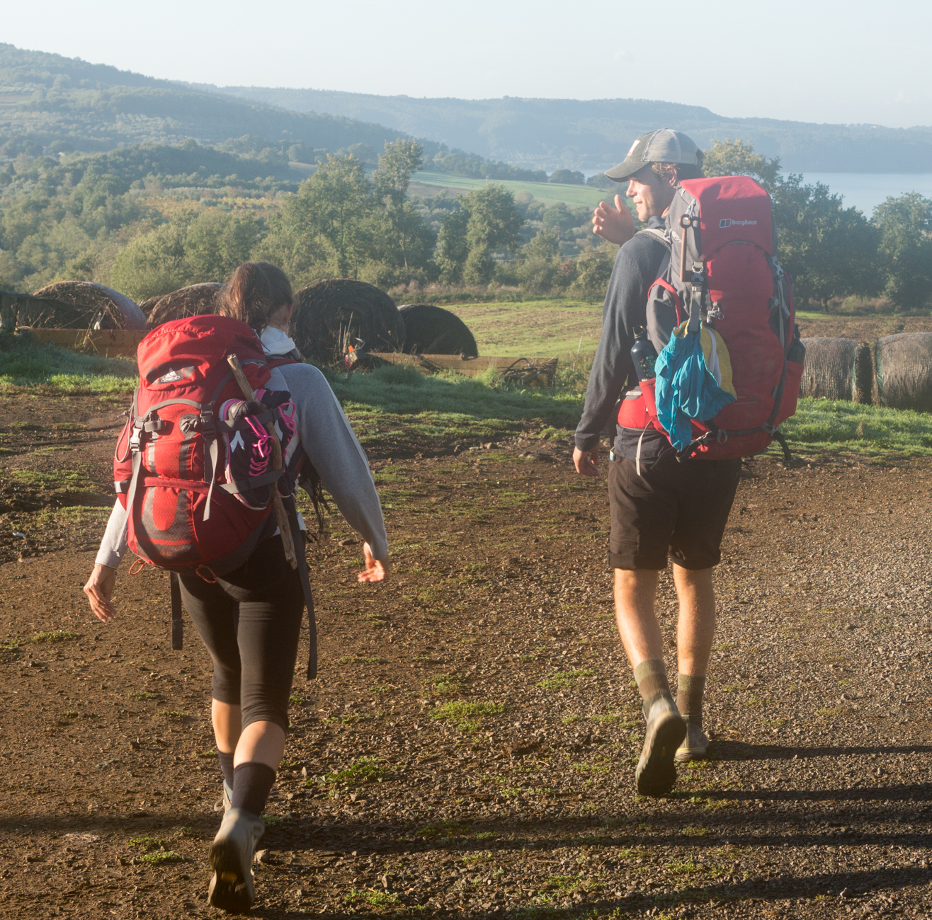 Pilgrims on the Via Francigena south of Bolsena, Italy | Photo by Mike Hudak